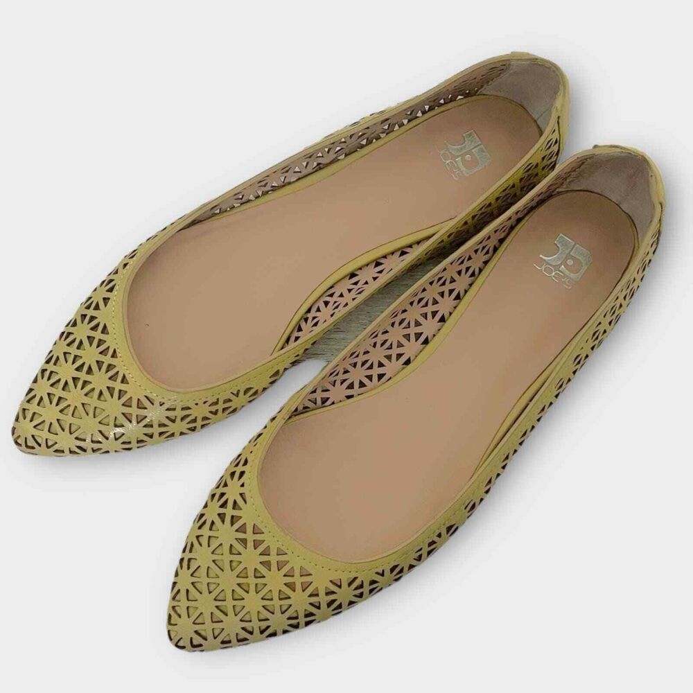 Joe's Jeans Pixie Limyel Flats Sz 8.5 Olive Green Geometric Perforated Summer
